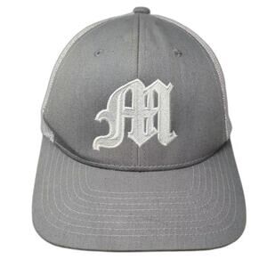 NV CAPS Trucker Hat Gray White Snapback Embroidered M Logo Mesh Adjustable OSFM